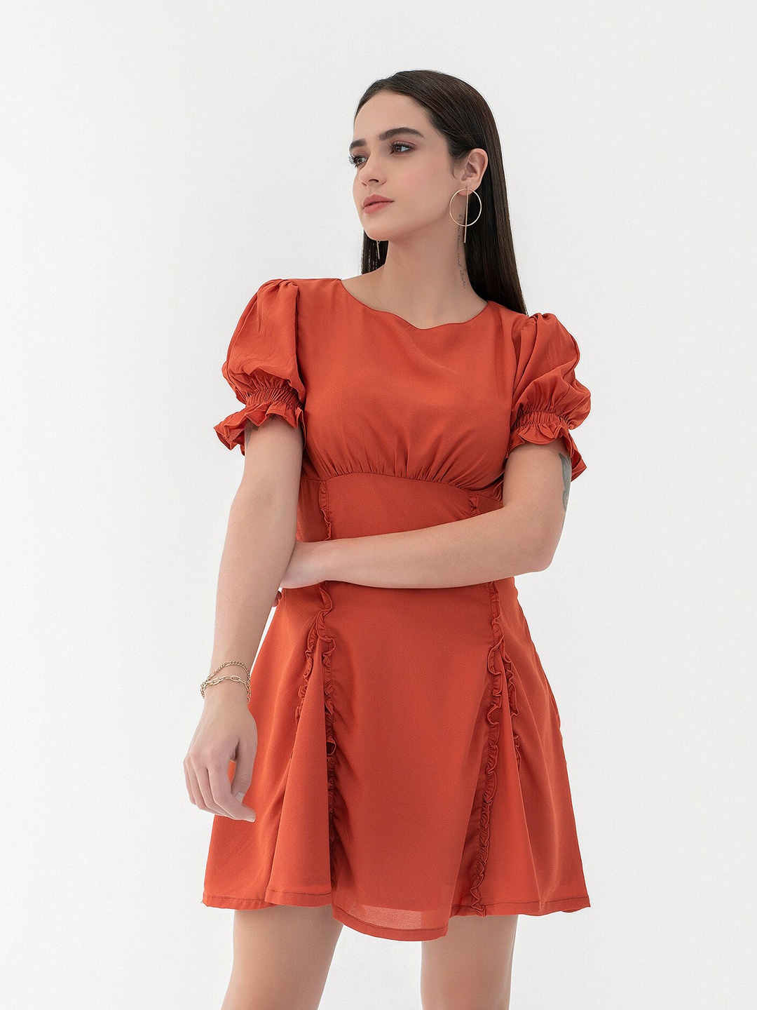 

CLOSETHOOK Rust Georgette Dress