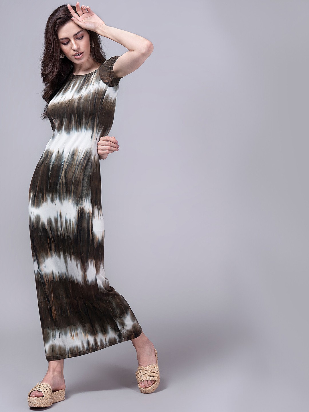 

CLOSETHOOK Grey & Brown Maxi Dress