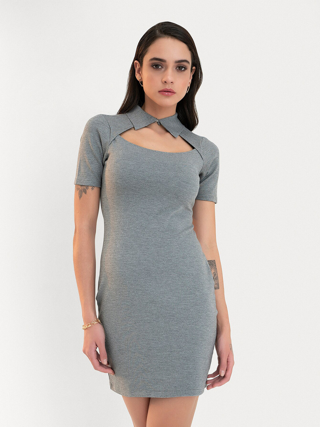 

CLOSETHOOK Grey Bodycon Mini Dress