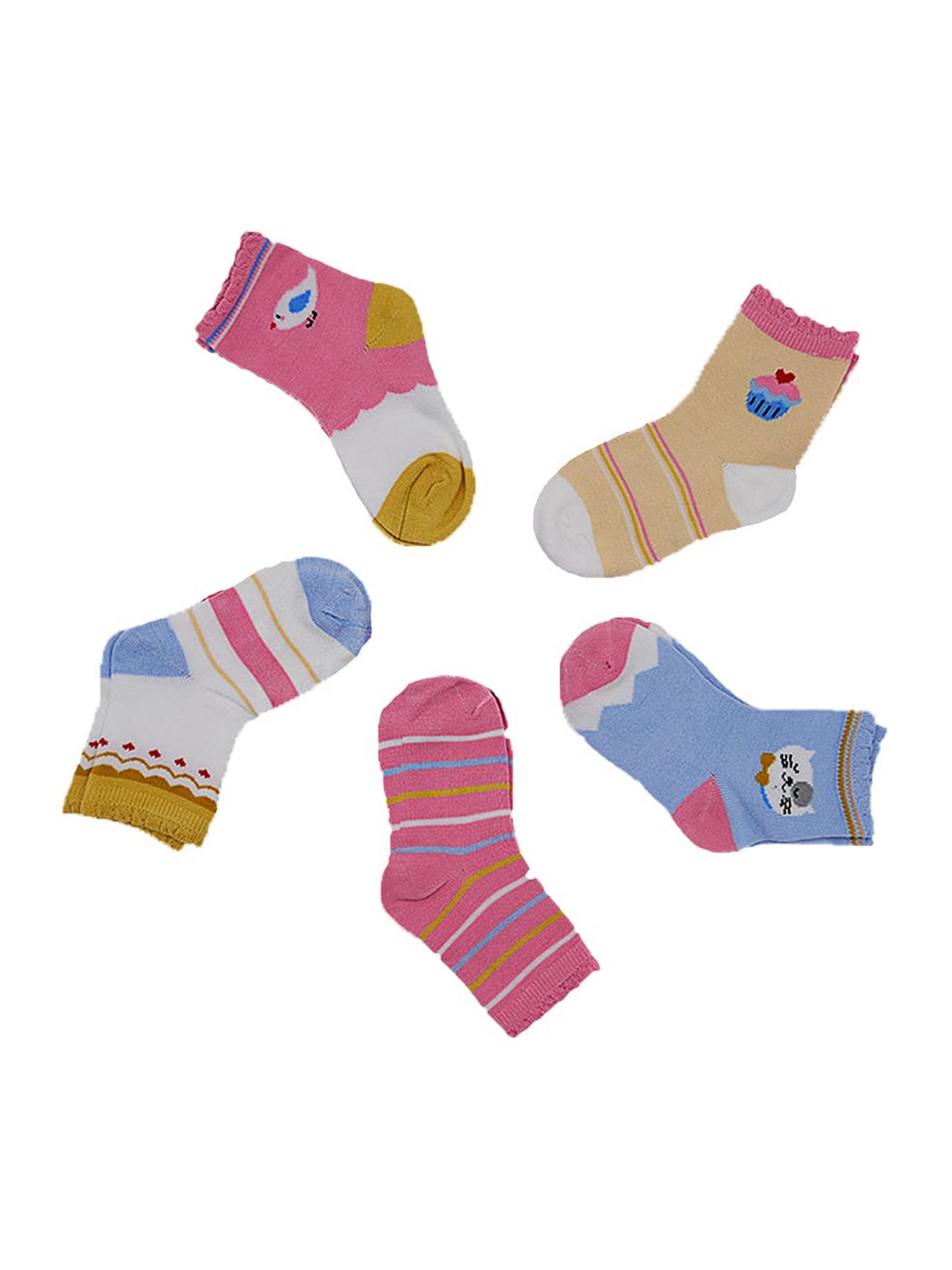 

SYGA Pack of 5 Kids Patterned Calf-Length Organic Cotton Socks, Multi
