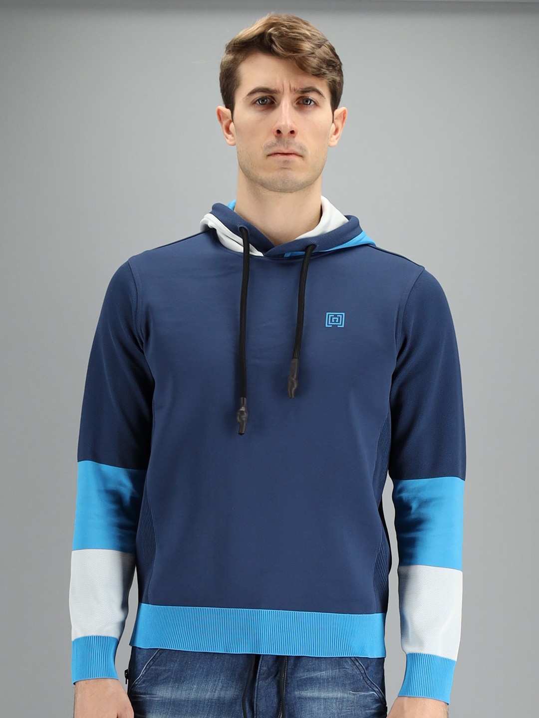 

FREESOUL Men Blue Hooded Sweatshirt