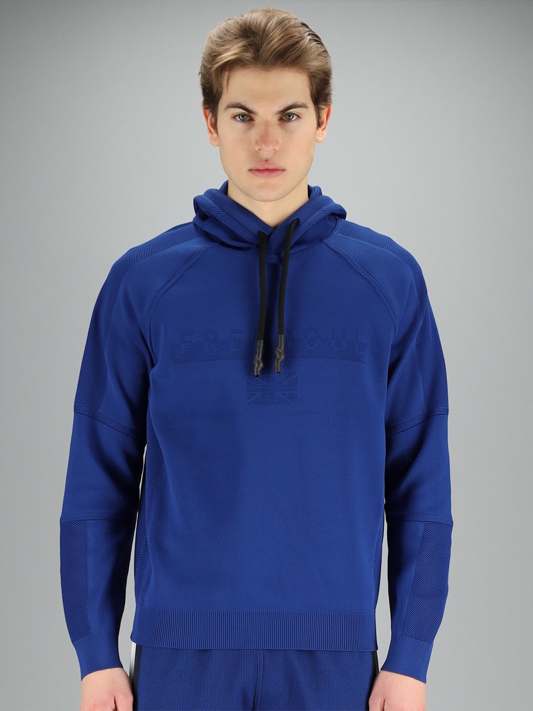 

FREESOUL Men Blue Hooded Sweatshirt