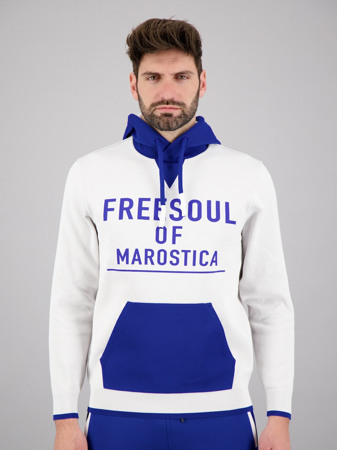 

FREESOUL Men Blue Printed Hooded Sweatshirt