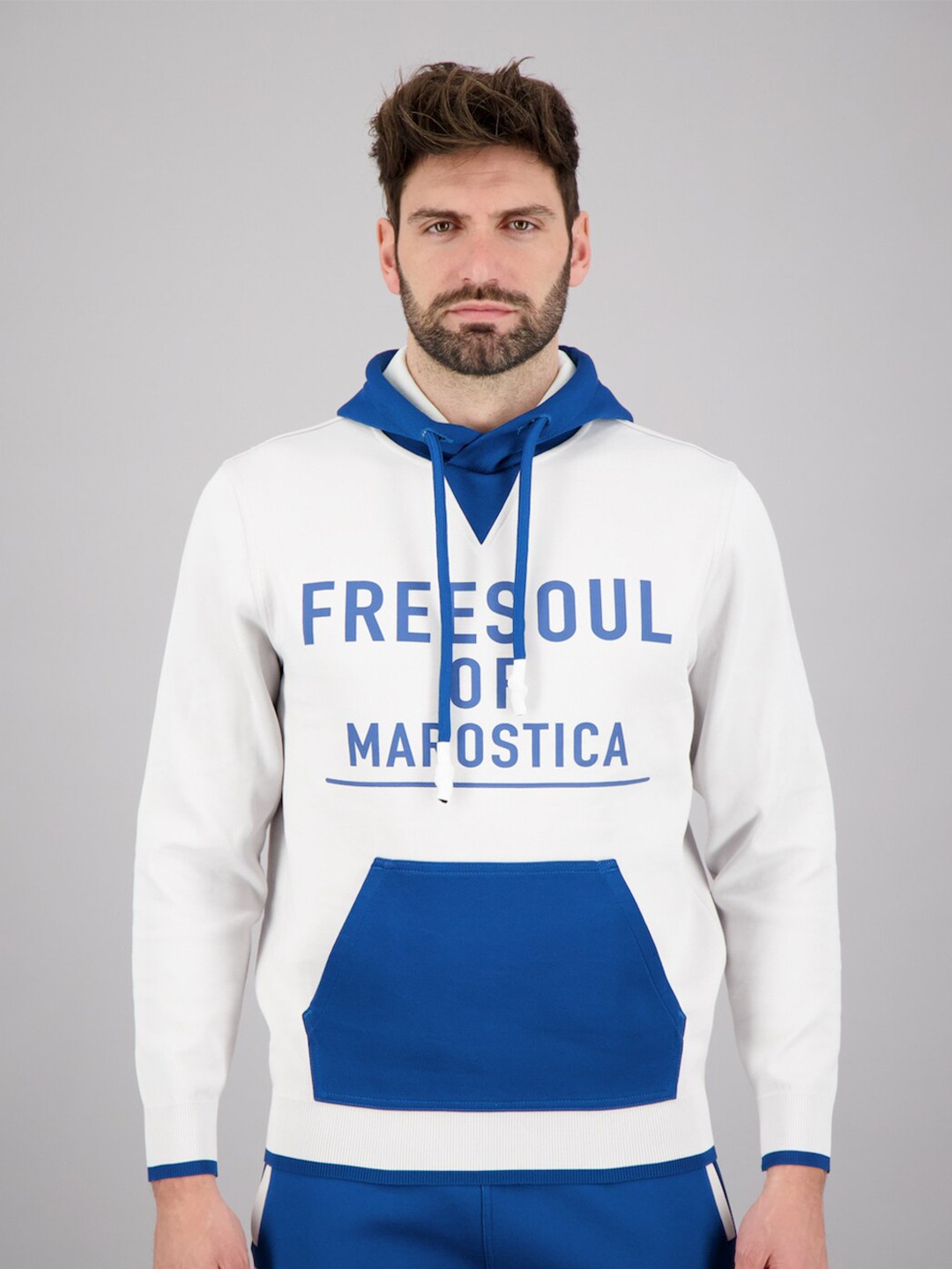 

FREESOUL Men Blue Printed Hooded Sweatshirt
