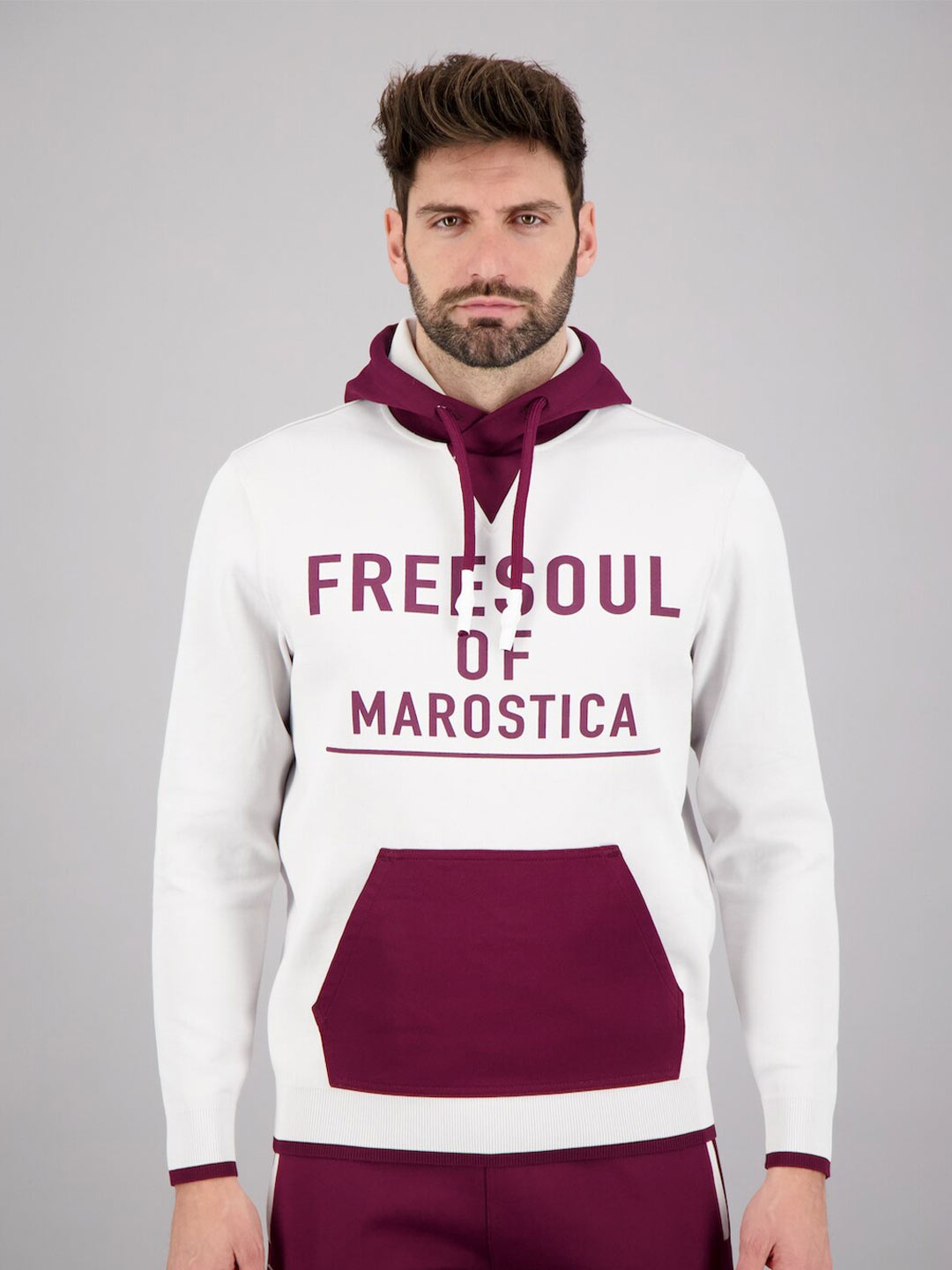 

FREESOUL Men White Printed Hooded Sweatshirt