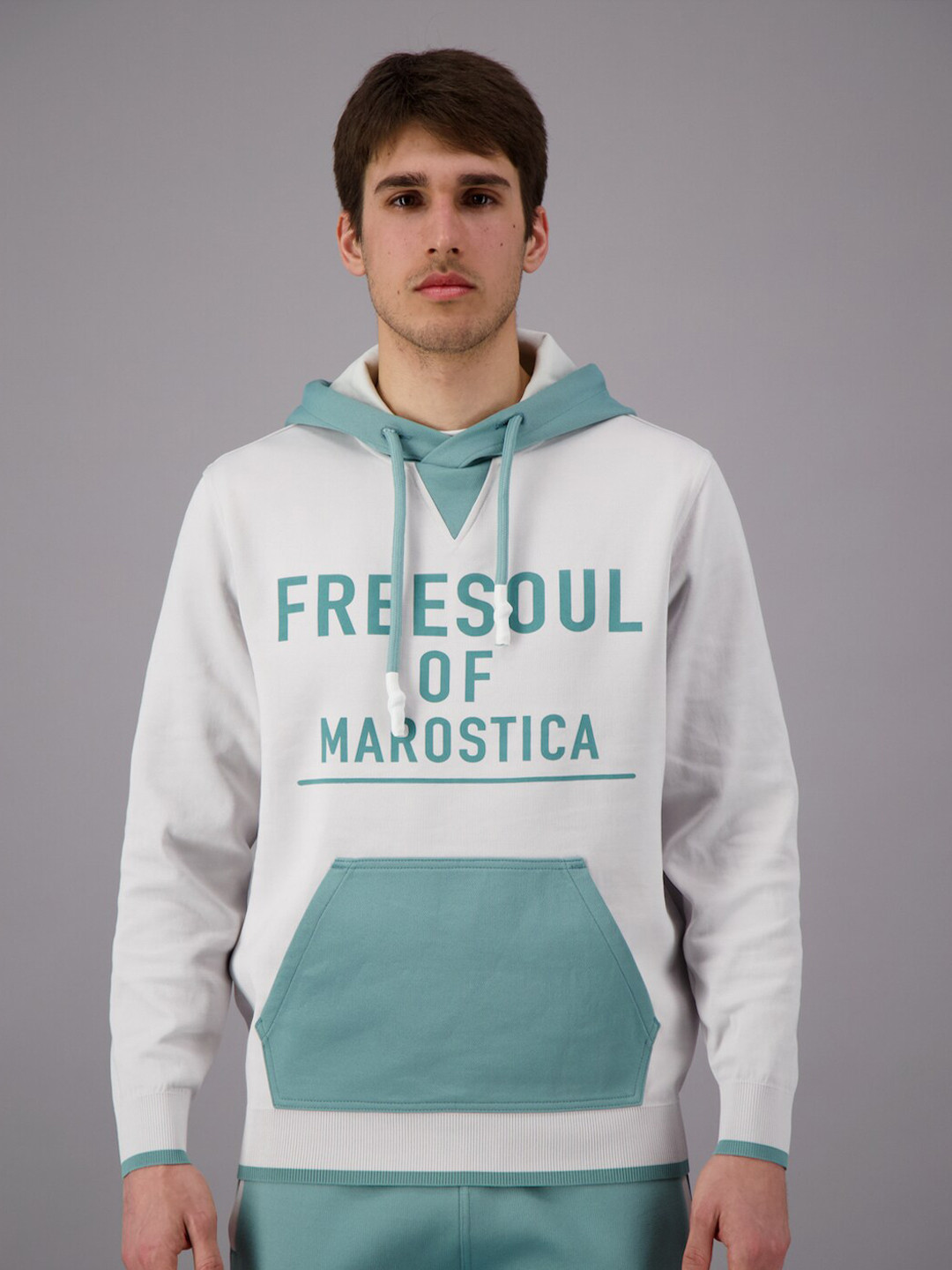 

FREESOUL Men Blue & White Printed Hooded Sweatshirt