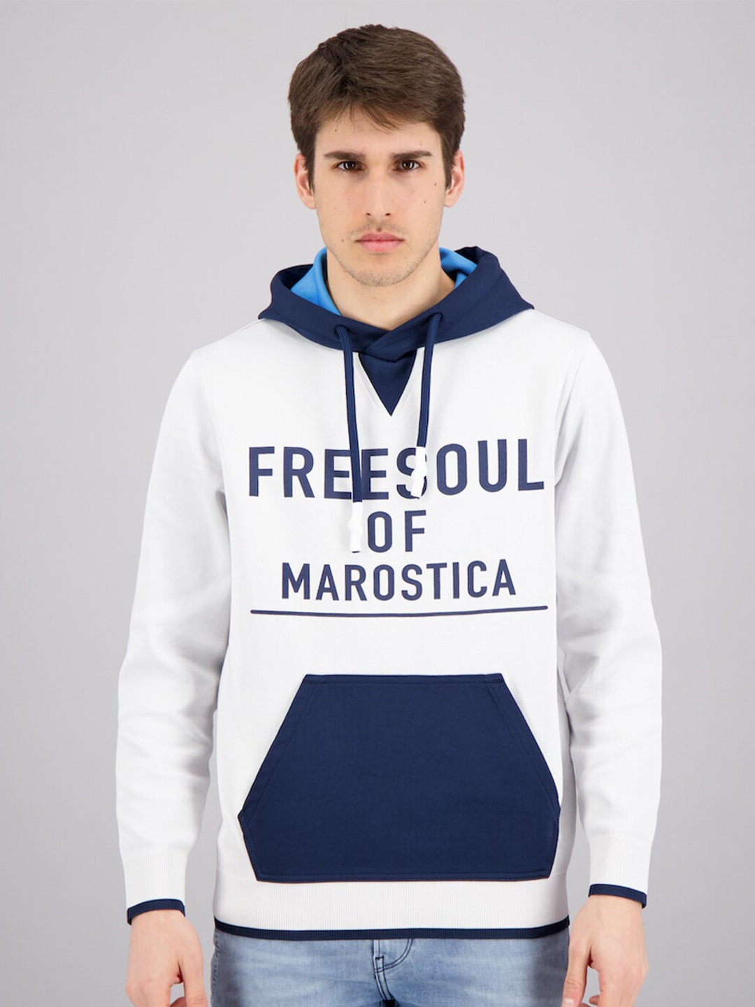 

FREESOUL Men White Printed Hooded Sweatshirt