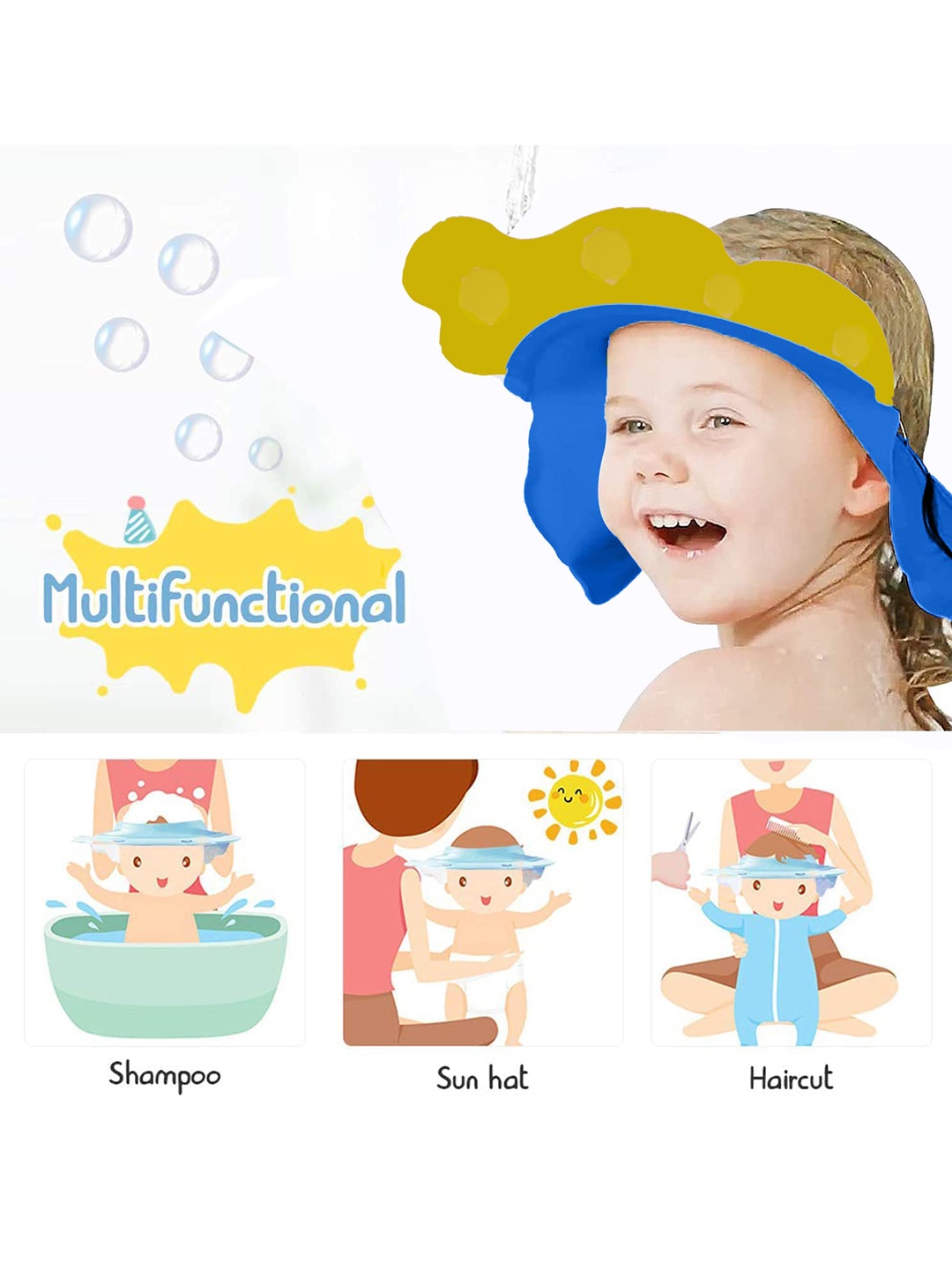 

SYGA Kids Blue & Yellow Colourblocked Round Bath Cap