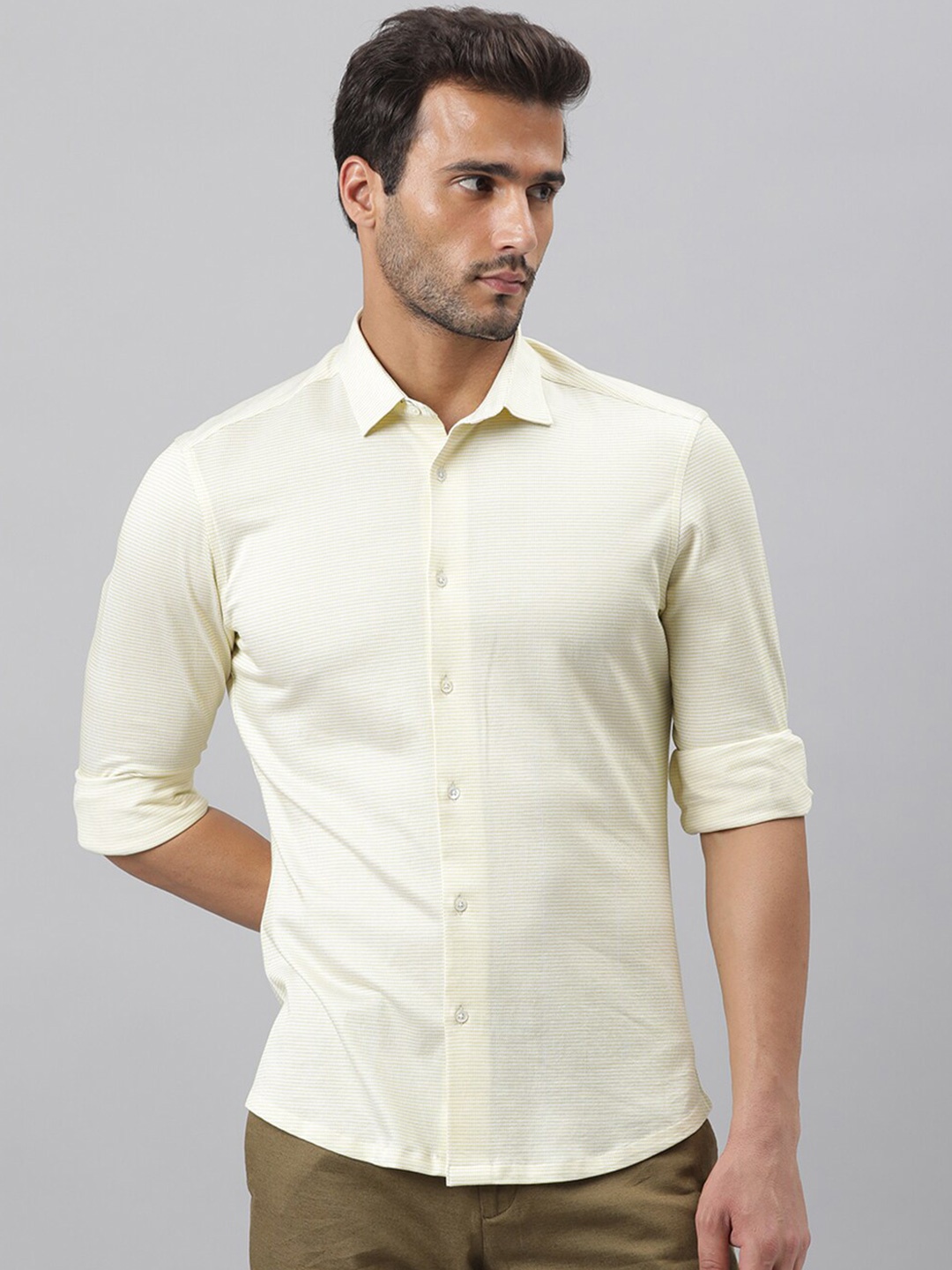 

RARE RABBIT Men Fay Cotton Slim Fit Shirt, Yellow