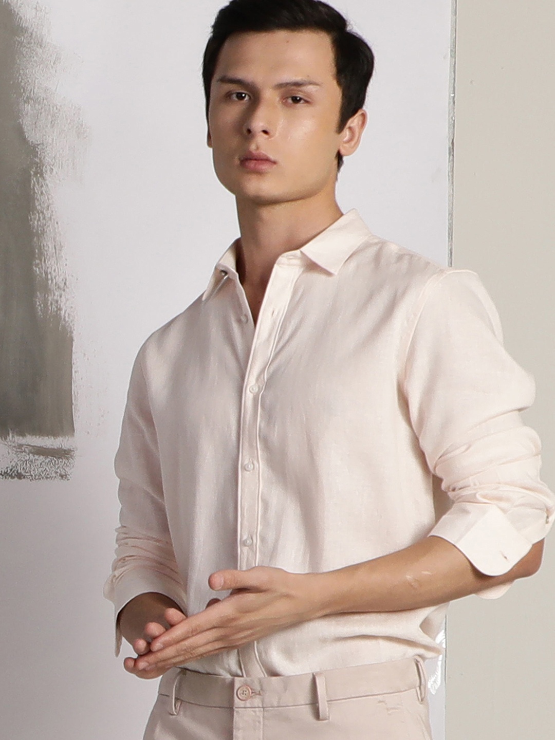 

RARE RABBIT Men Naples Slim Fit Shirt, Peach