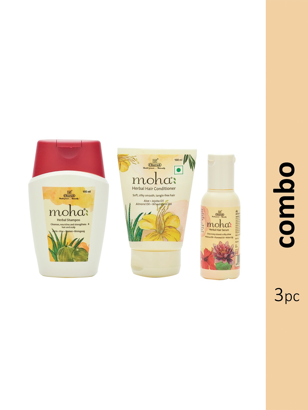 

moha Combo of Herbal Shampoo 100 ml-Hair Conditioner 100 ml-Hair Serum 30 ml, Off white