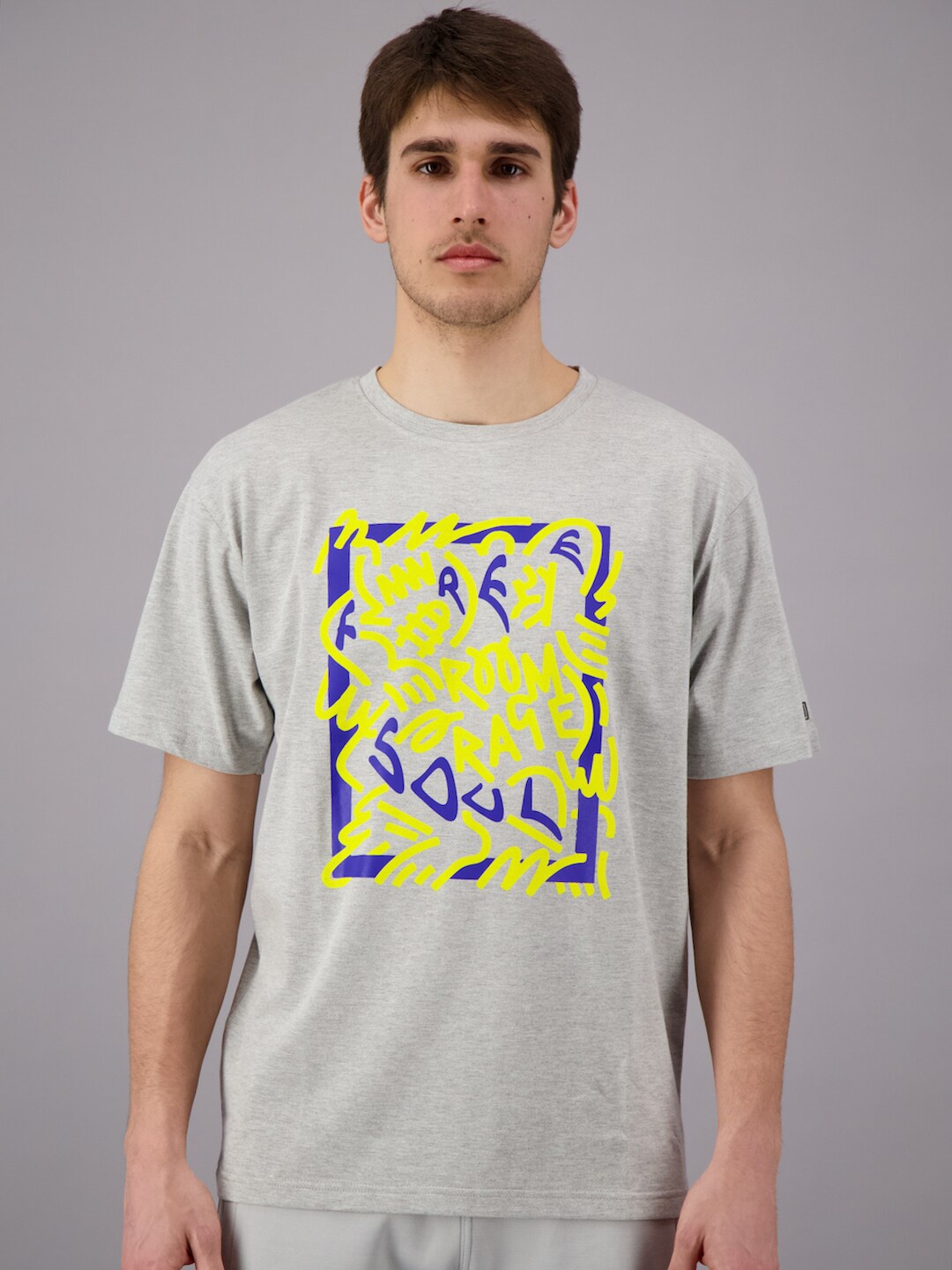 

FREESOUL Men Grey Melange Typography Printed T-shirt