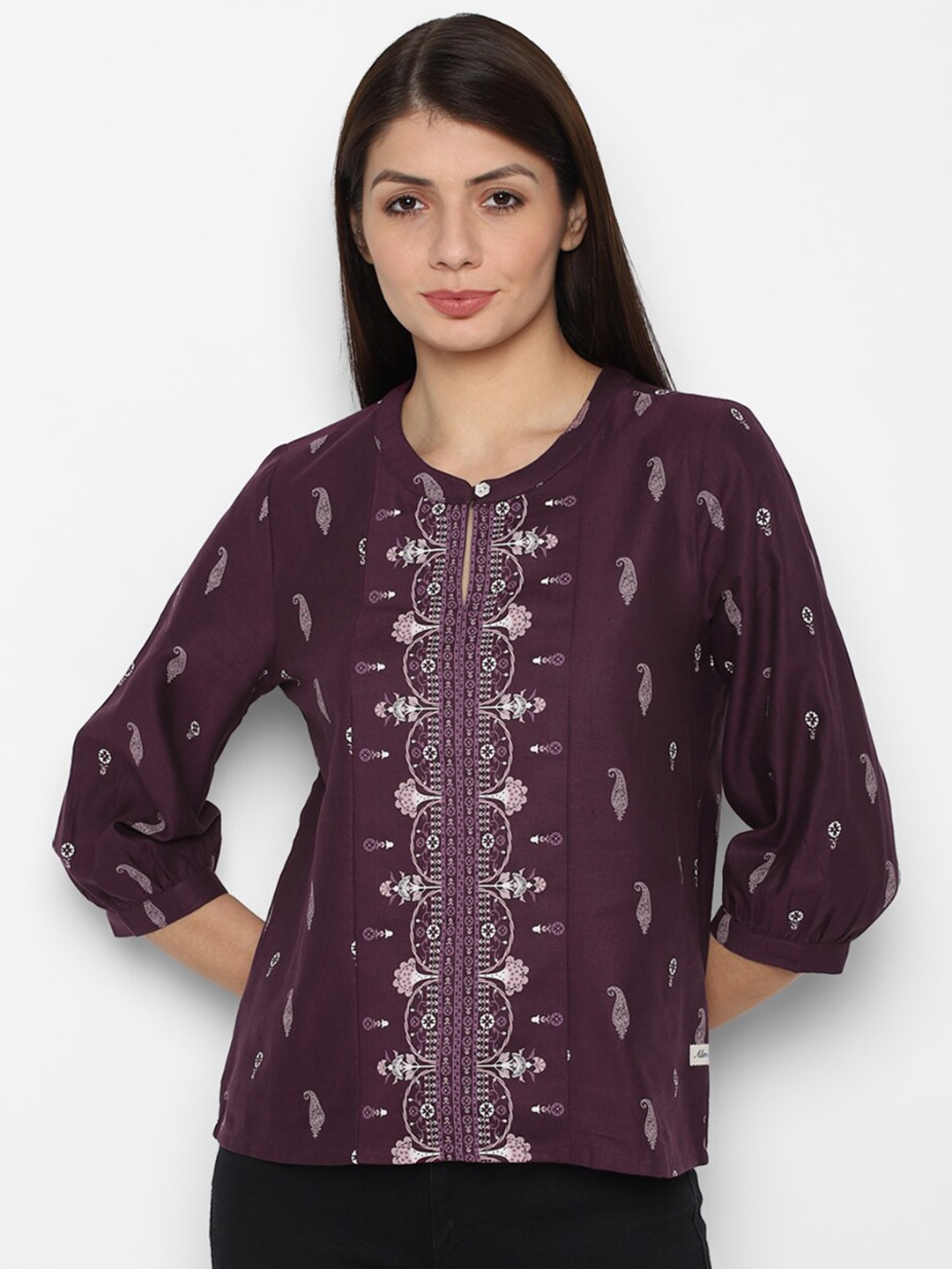 

Allen Solly Woman Purple & White Print Top