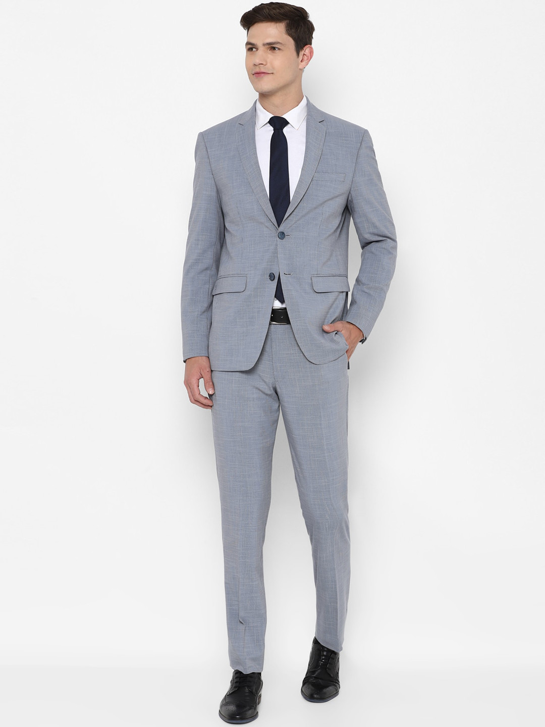 

Allen Solly Men Grey Self Design Slim Fit Two Piece Formal Suit
