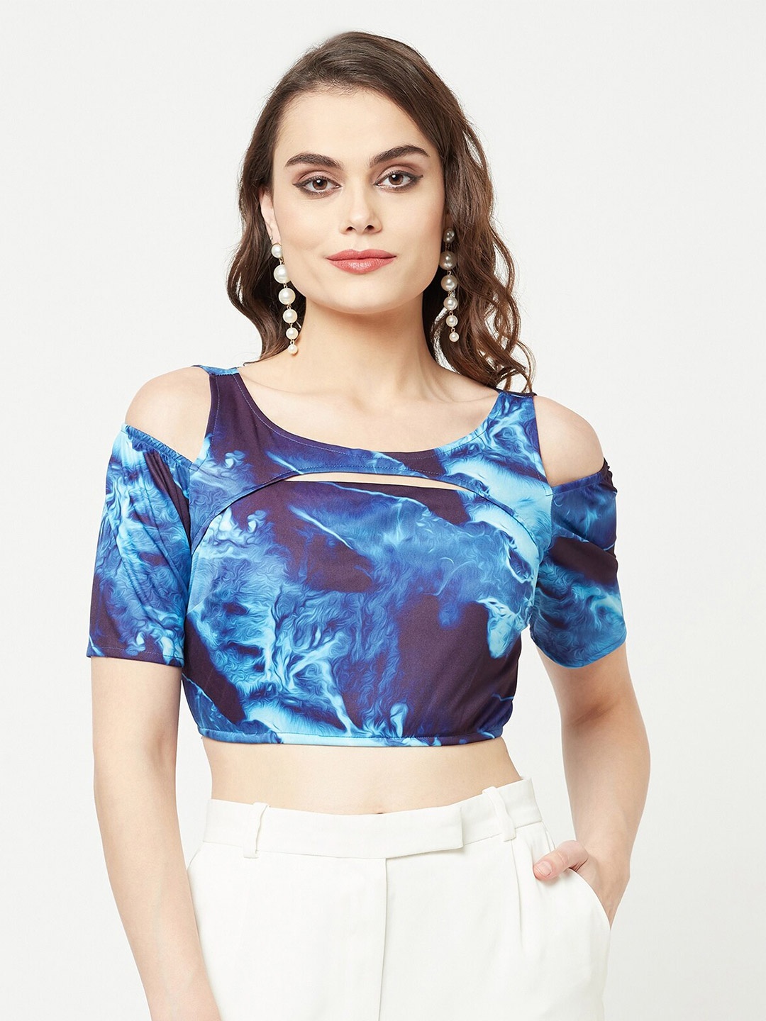 

ATTIC SALT Blue Print Crop Top