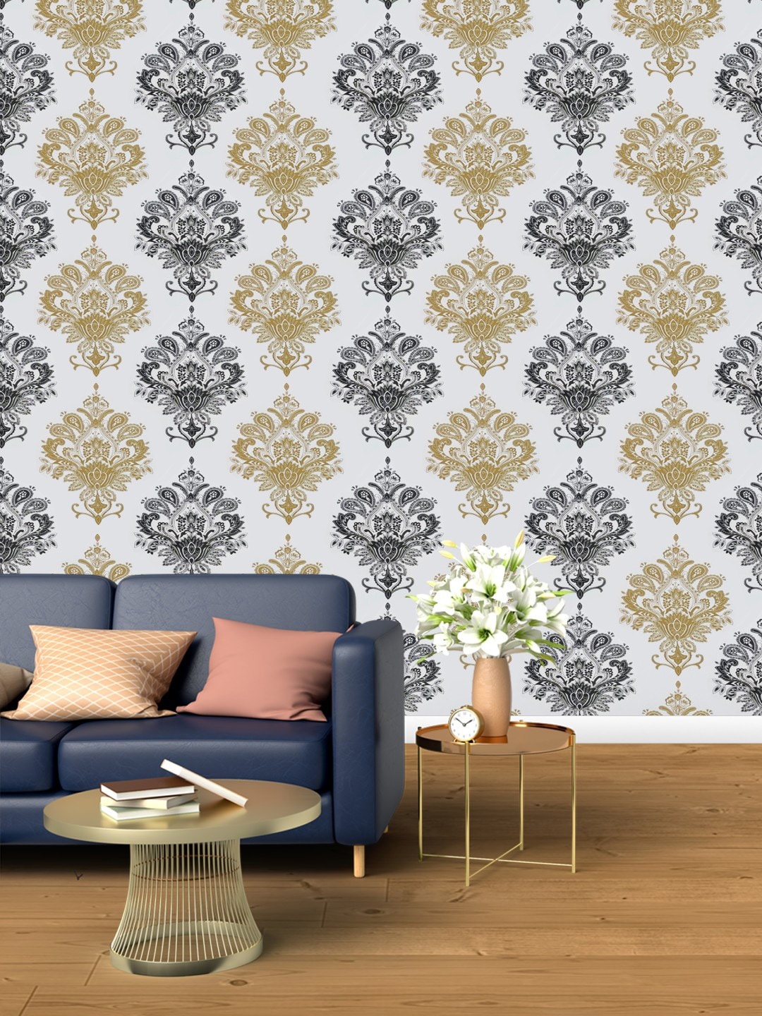 

Jaamso Royals Black & Beige Ethnic Motifs Print Self Adhesive Wallpaper