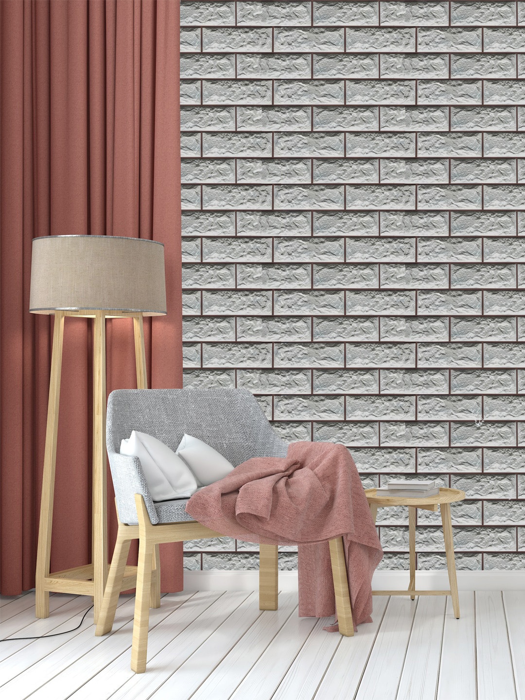

Jaamso Royals Grey Self Adhesive & Waterproof Brick Wallpaper