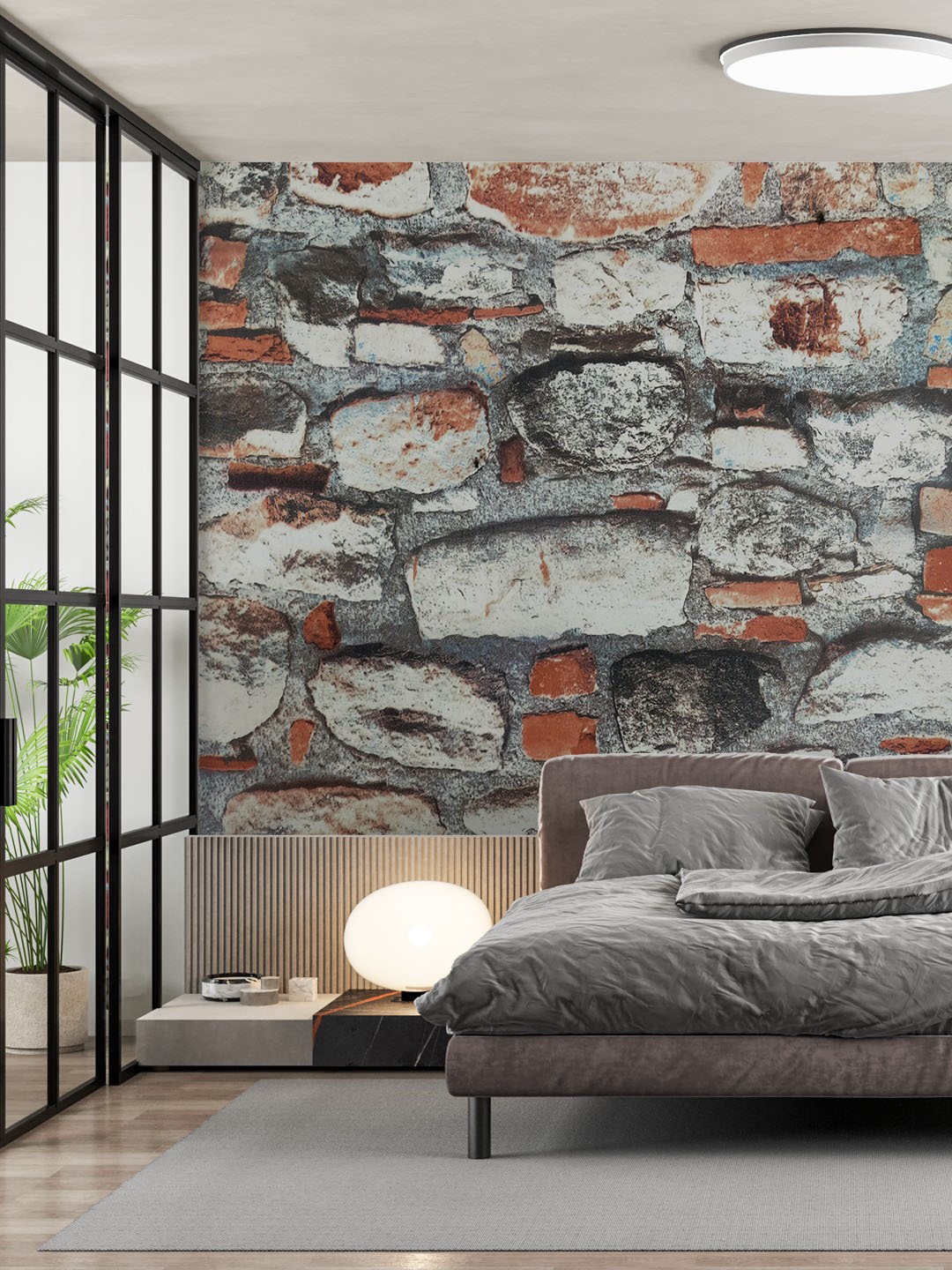Jaamso Royals Multicoloured Brick Self-Adhesive & Waterproof Wallpaper, Multi