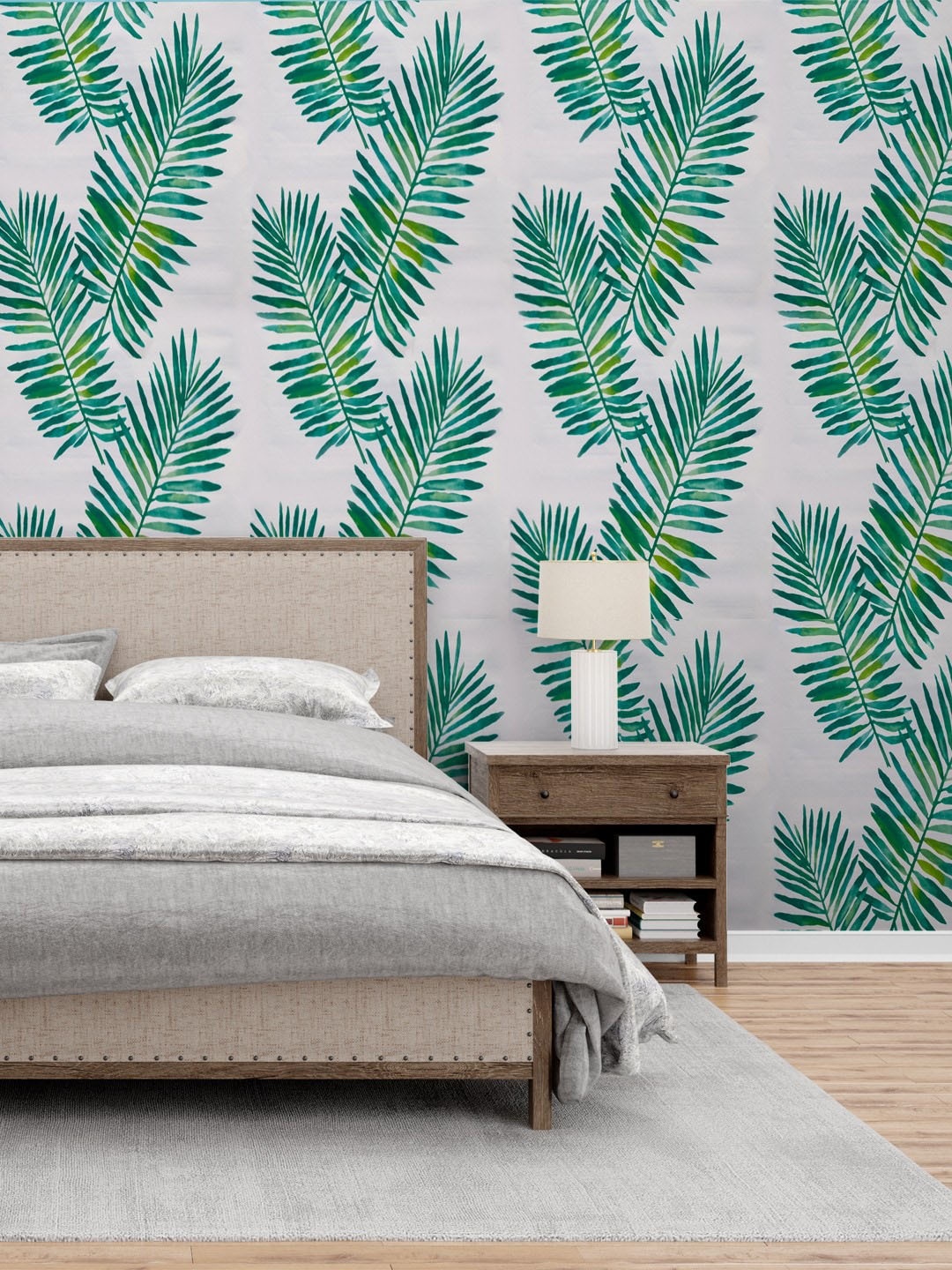 

Jaamso Royals Green & White Leaves Printed Wallpaper, Multi