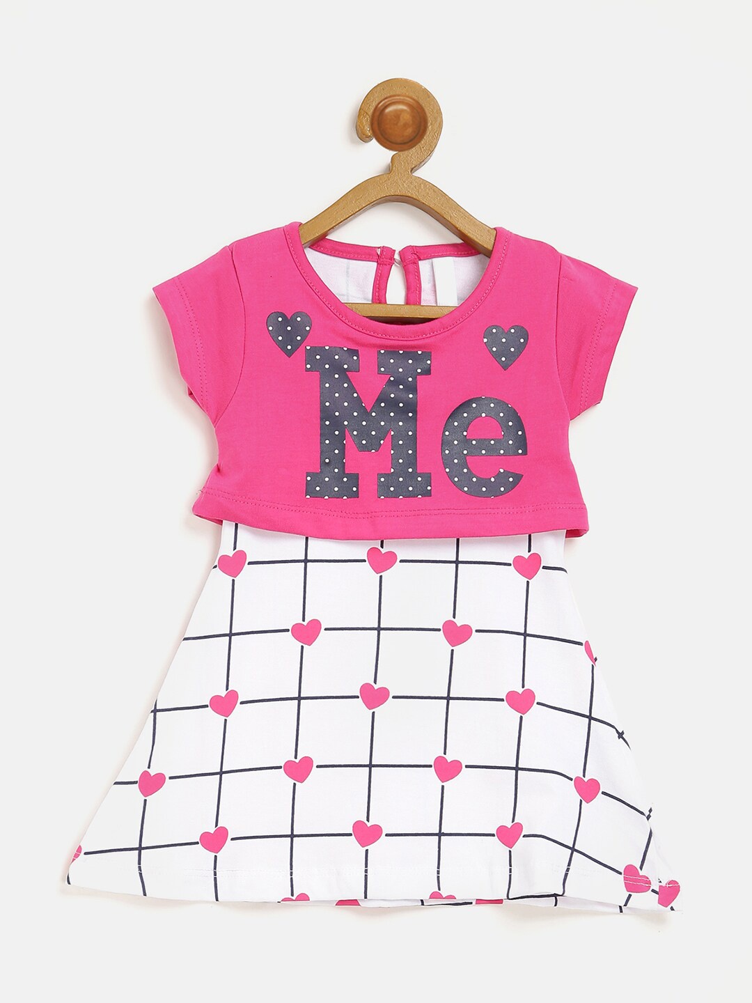 

V2 Value & Variety Magenta & White Checked A-Line Dress