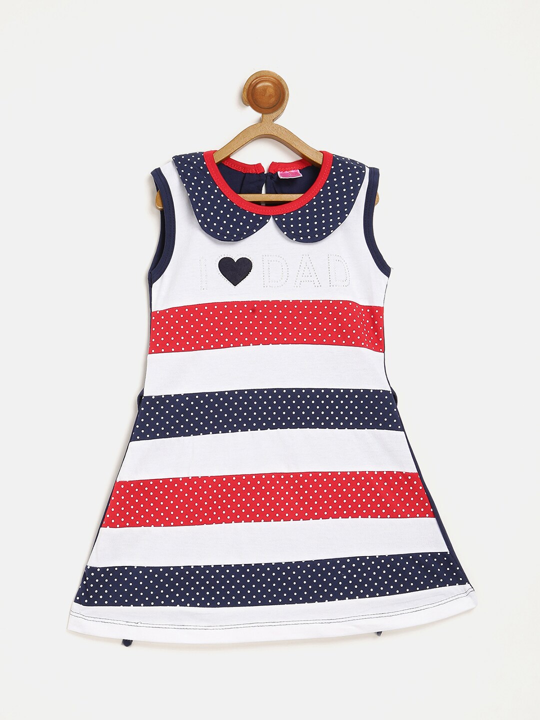 

V2 Value & Variety Blue & White Striped Peter Pan Collar Cotton A-Line Dress