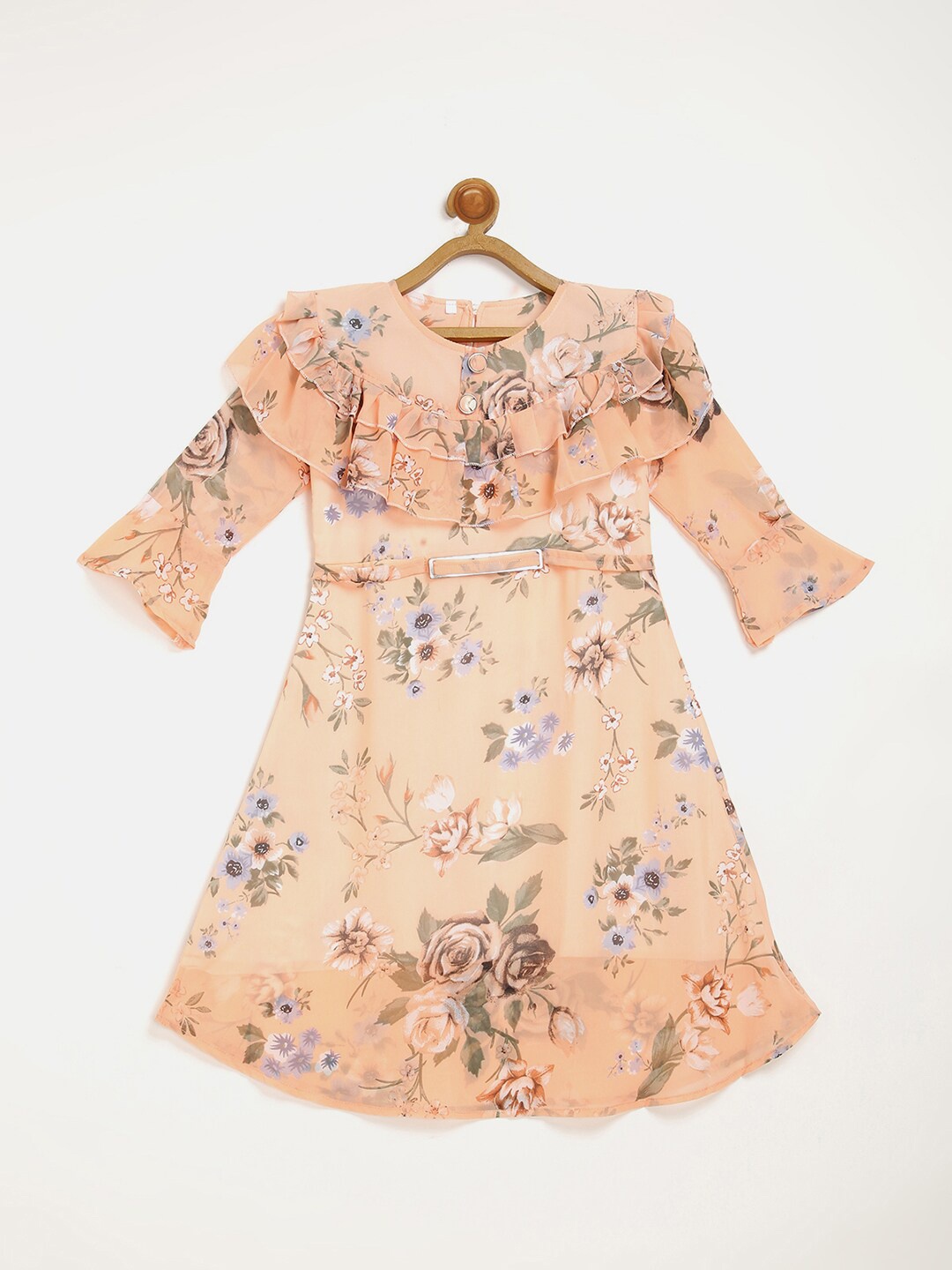 

V2 Value & Variety Beige Floral Chiffon A-Line Dress