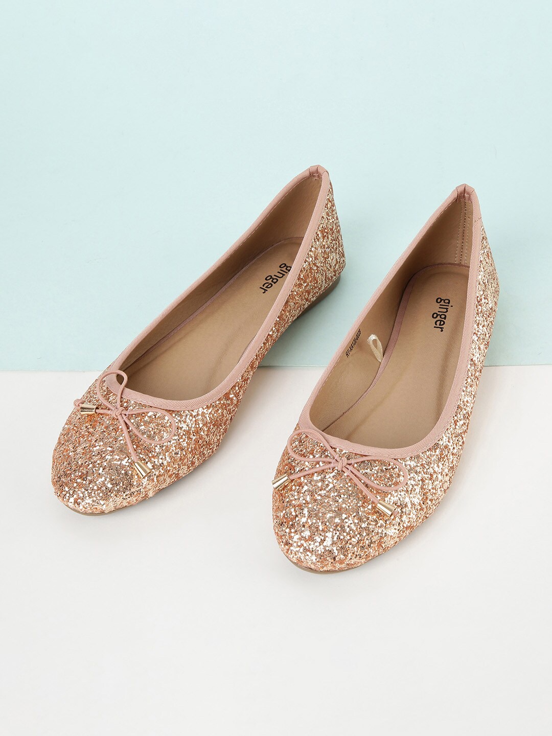 

Ginger by Lifestyle Women Silver-Toned Embellished Leather Party Ballerinas Flats