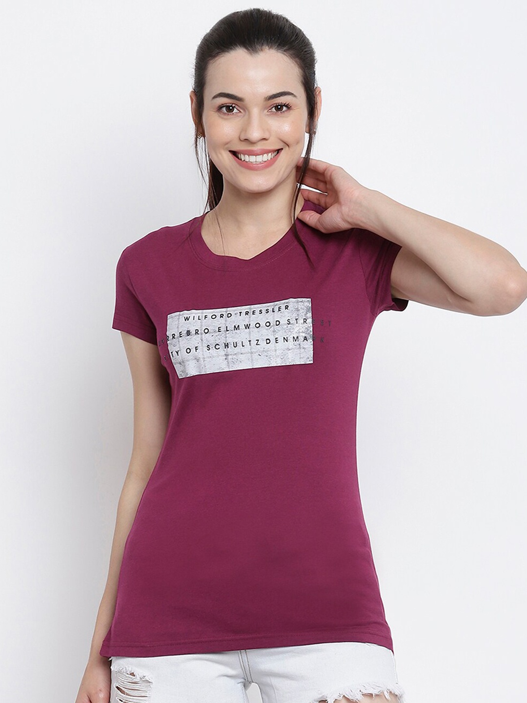 

Her Grace Purple Print Pure Cotton Top