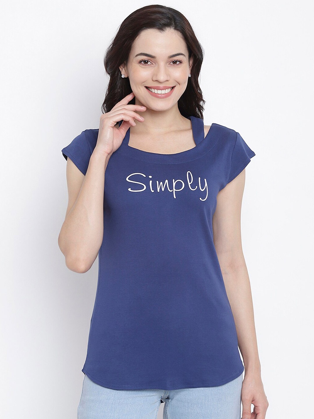 

Her Grace Navy Blue Print Top