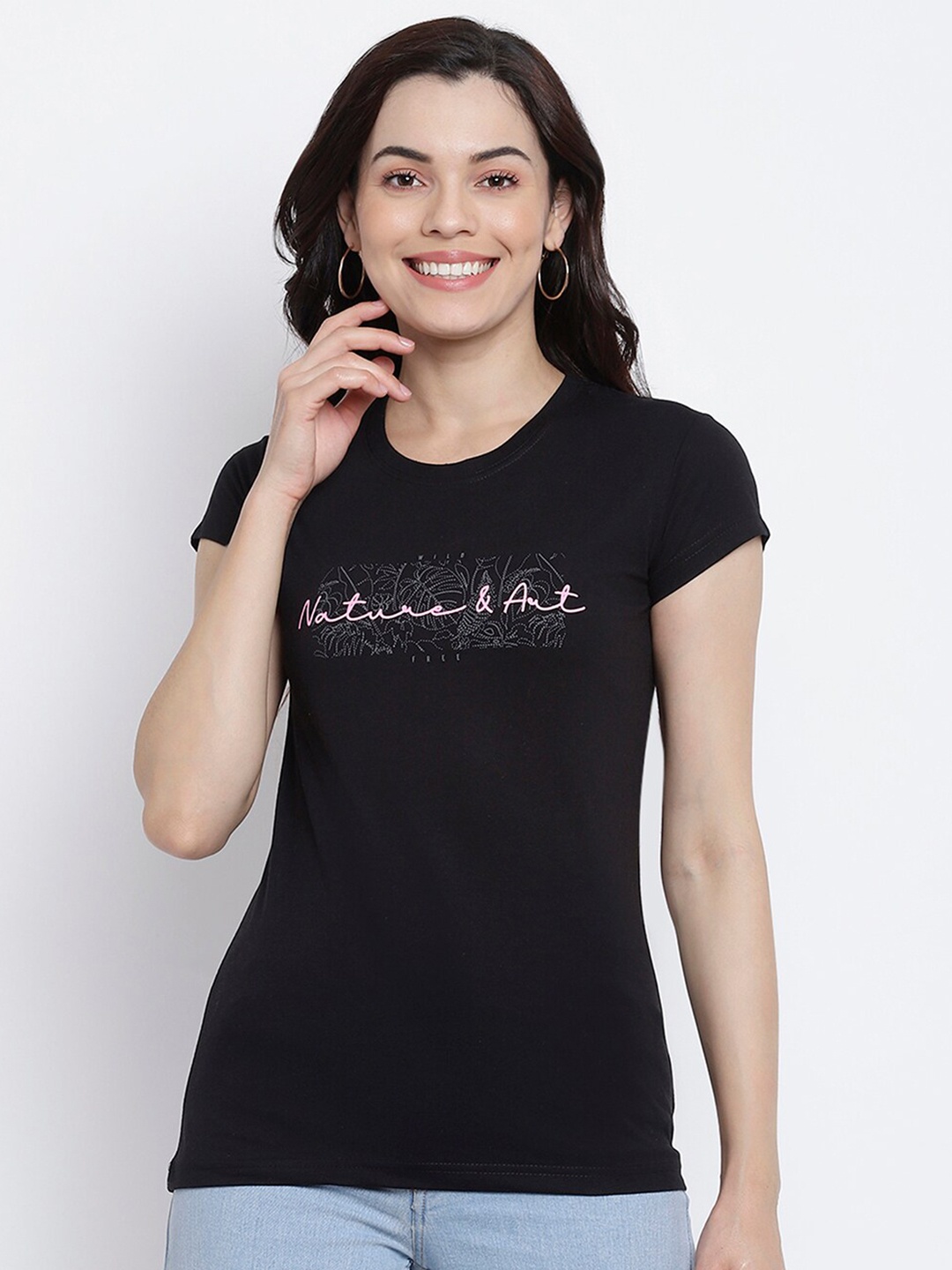 

Her Grace Women Black Print Cotton Top