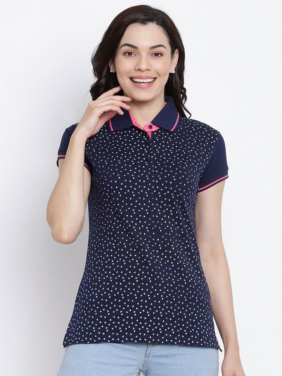 

Her Grace Navy Blue Print Top