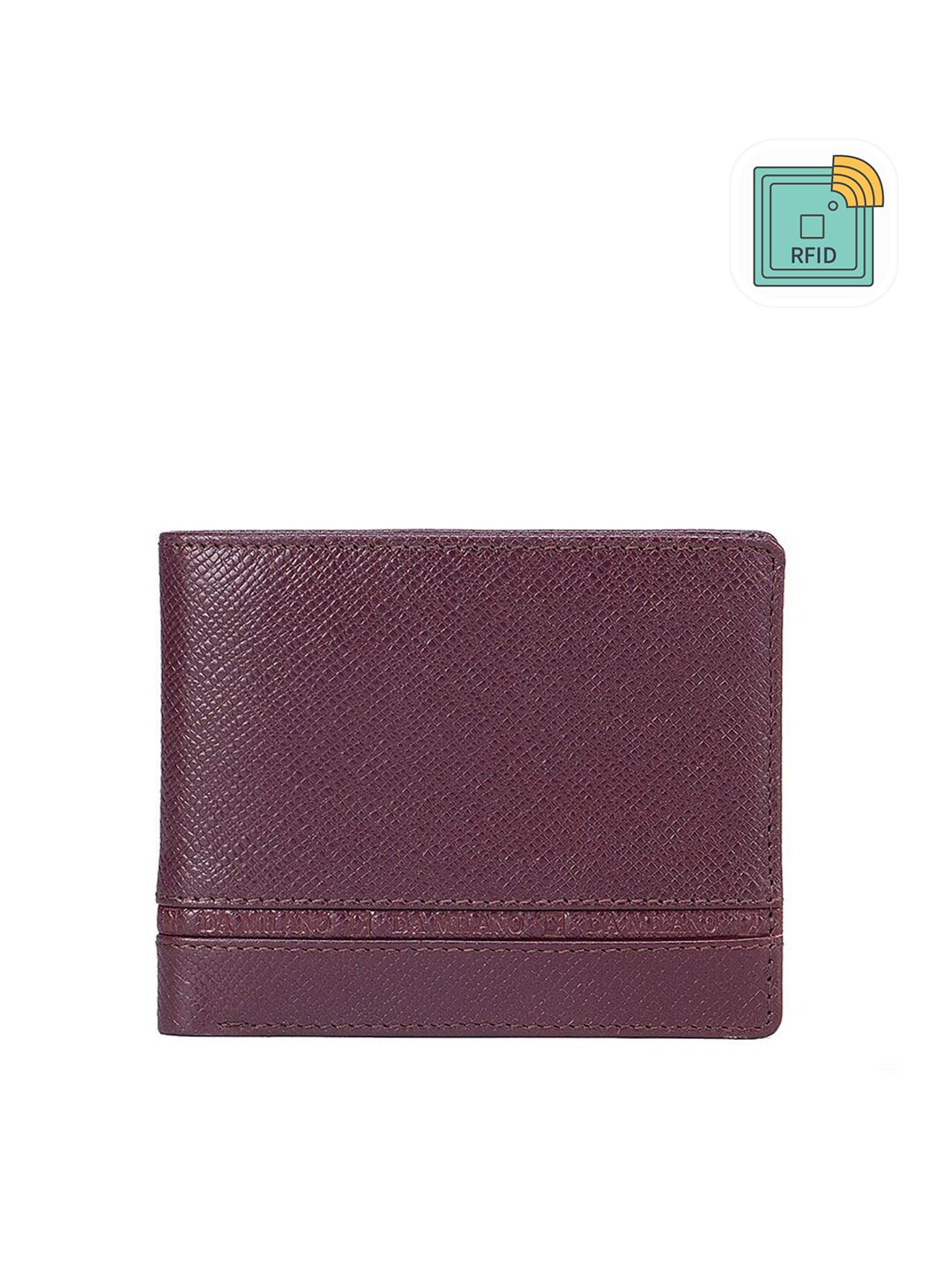 

Da Milano Men Purple Textured Leather Two Fold Wallet