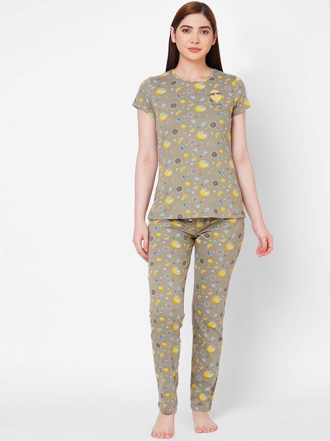 

Sweet Dreams Women Green & Yellow Printed Night suit
