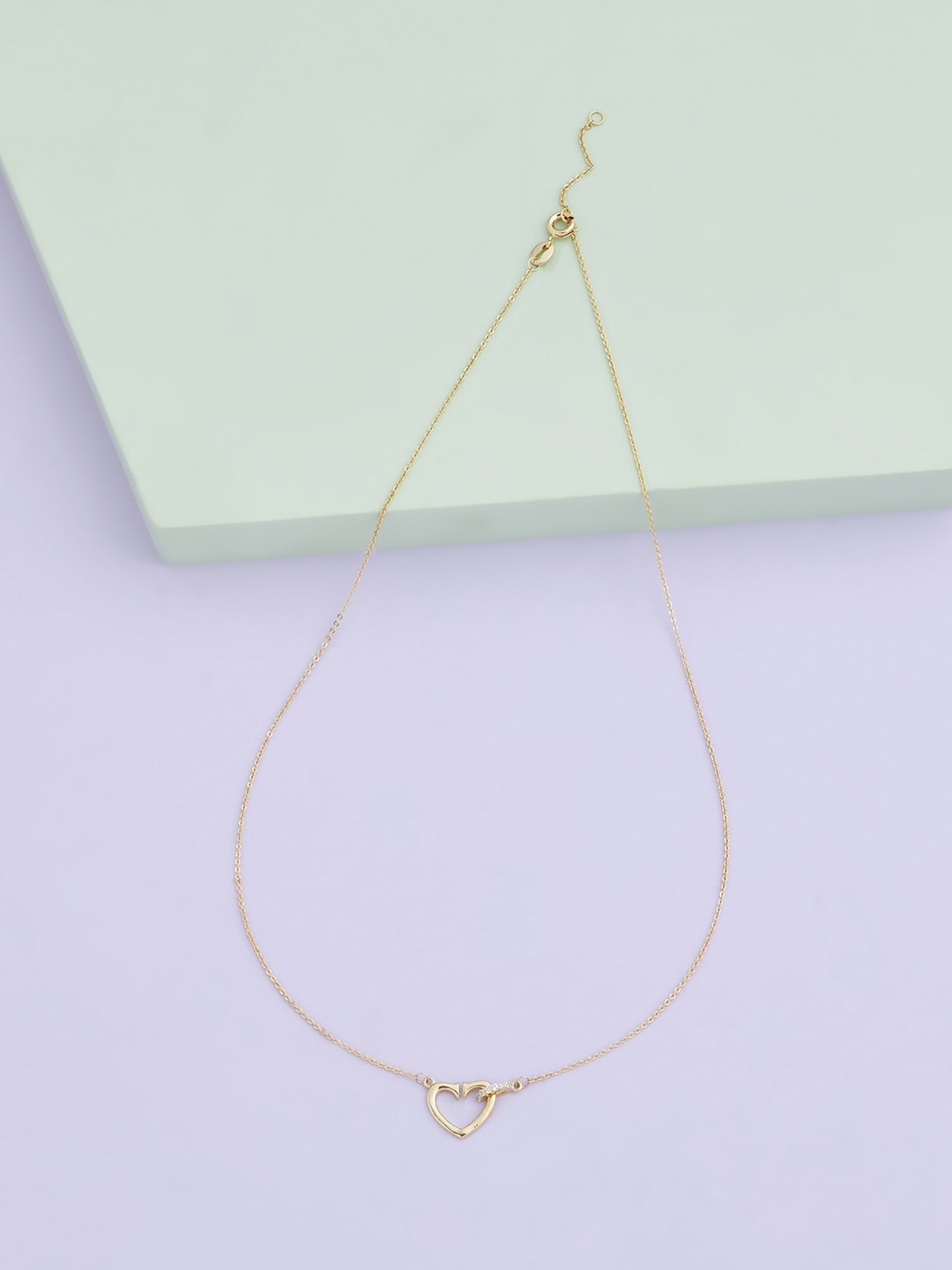 

Kushal's Fashion Jewellery Gold-Plated White CZ-Studded Pendant With Chain