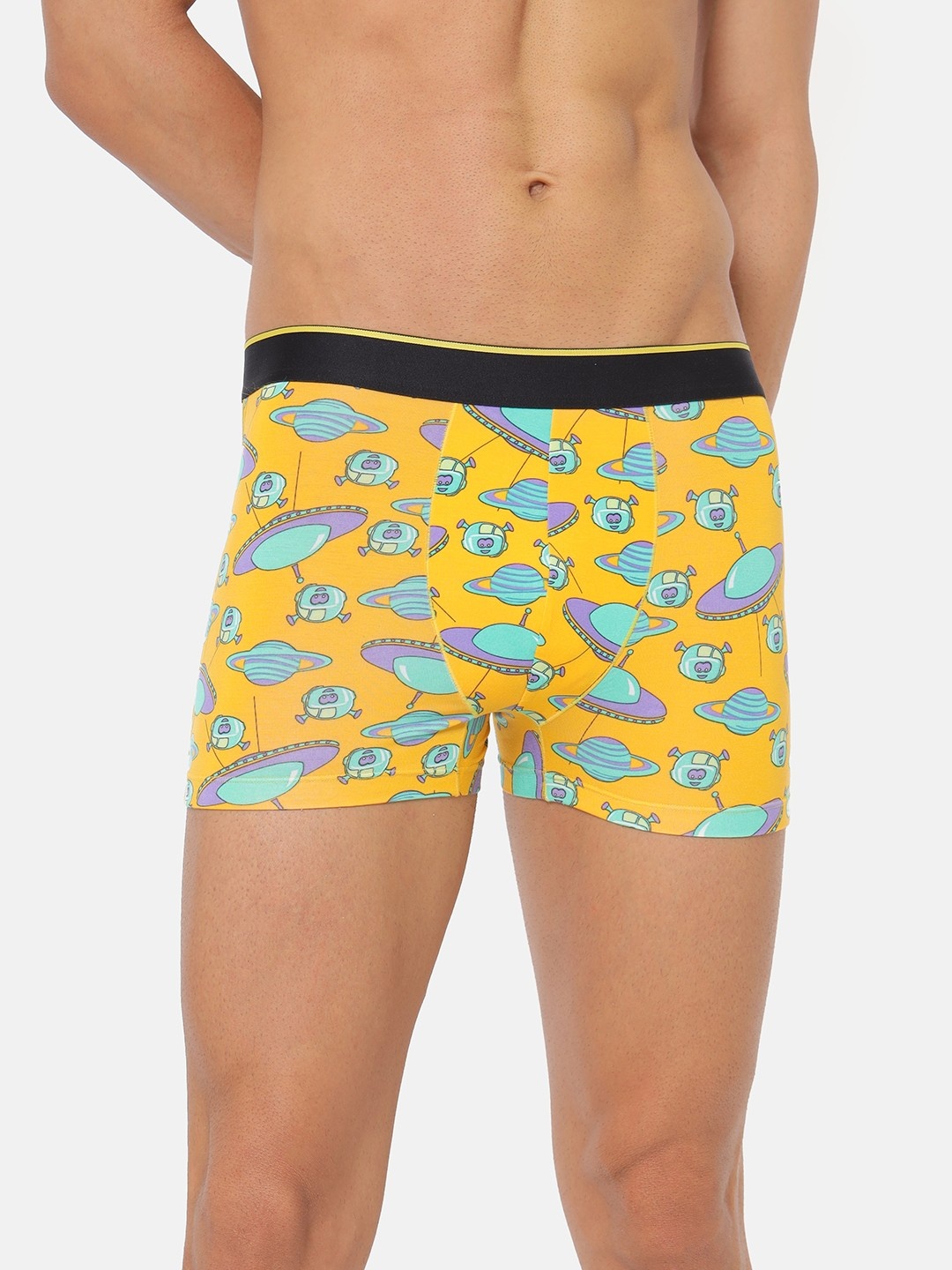 

bummer Men Printed Micro Modal Spacepunks Trunk, Yellow