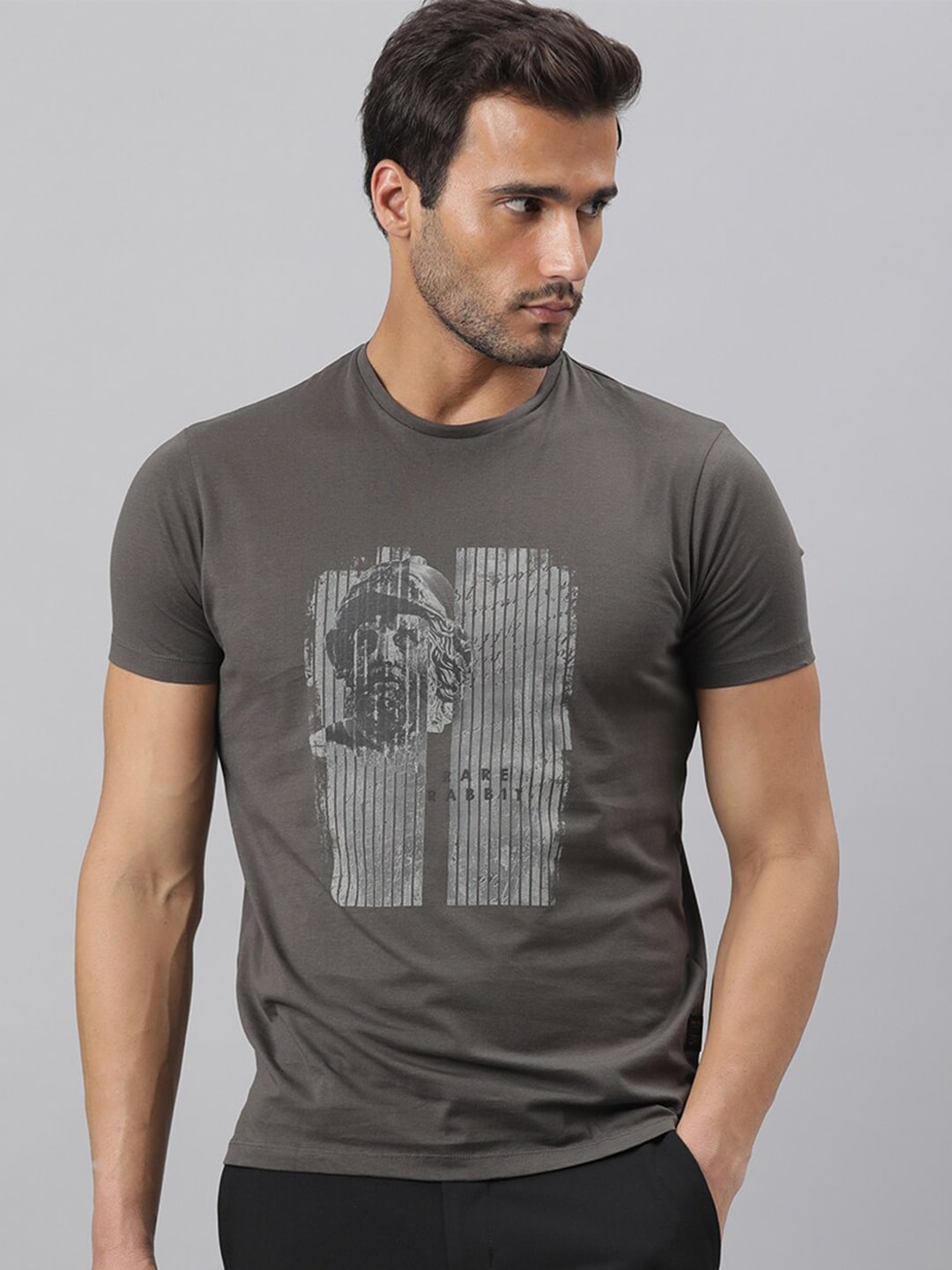 

RARE RABBIT Men Rings-4 Slim Fit Solid Polo Collar T-Shirt, Grey