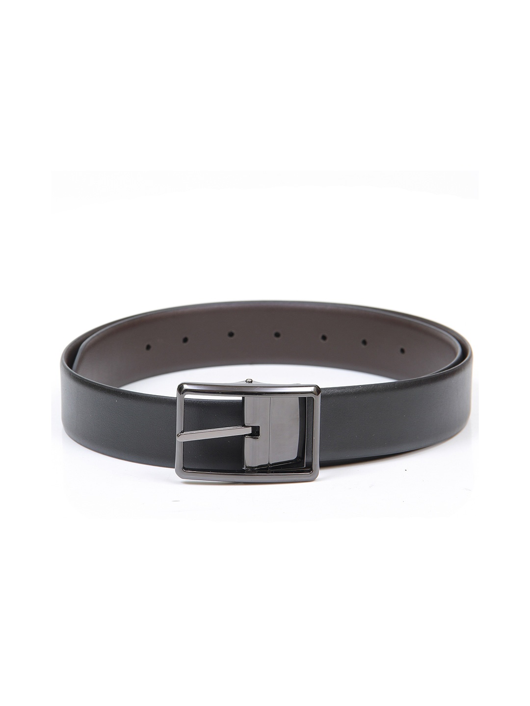 

thickskin Men Black Textured Leather Reversible Belt