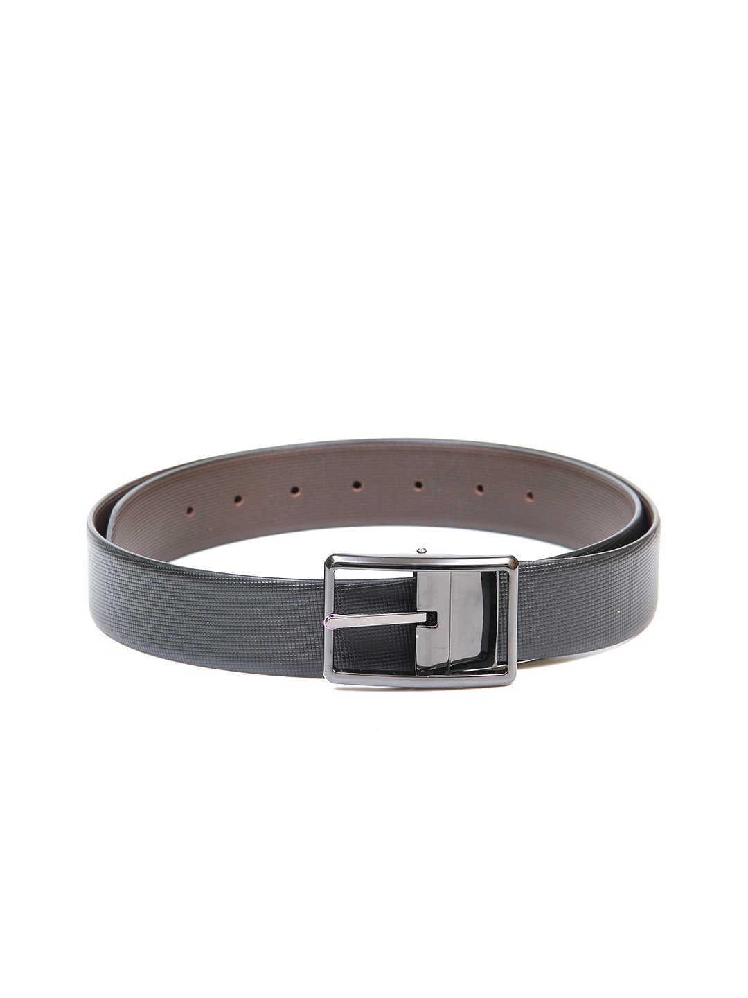 

thickskin Men Black Textured Leather Formal Belt