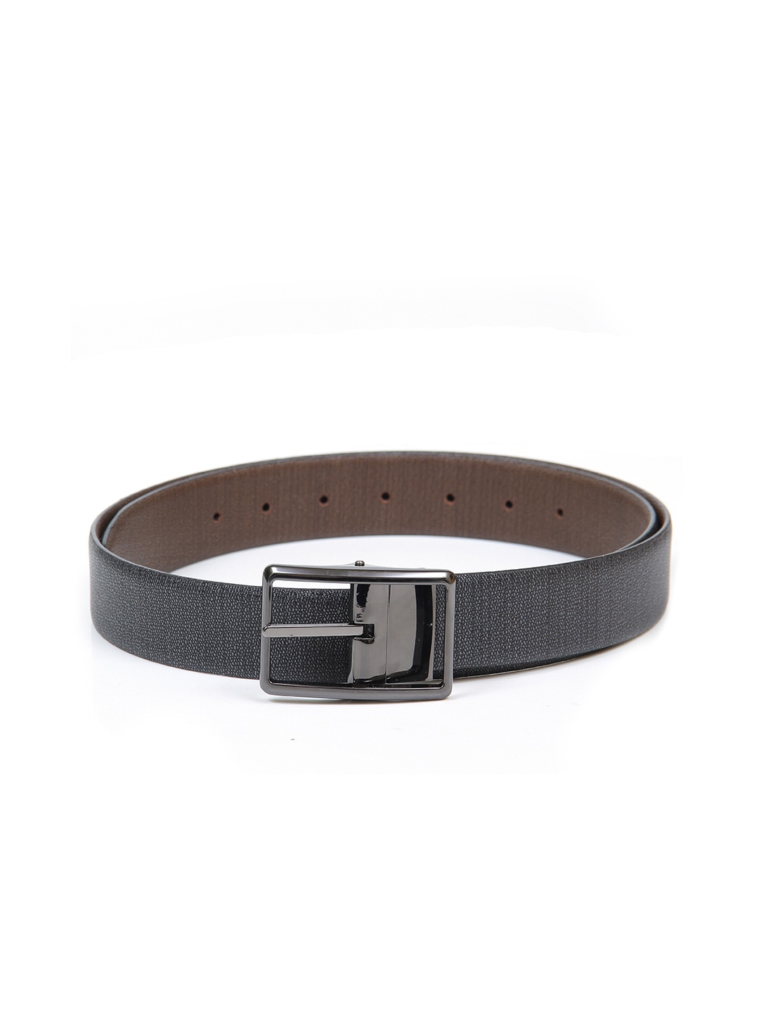 

thickskin Men Black Textured Leather Reversible Formal Belt
