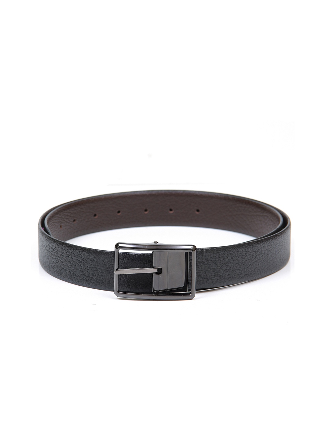 

thickskin Men Black Textured Leather Reversible Formal Belt