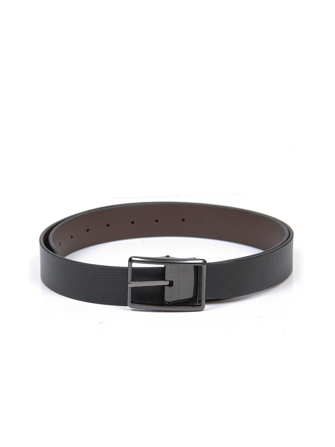 

thickskin Men Black Textured Leather Reversible Formal Belt