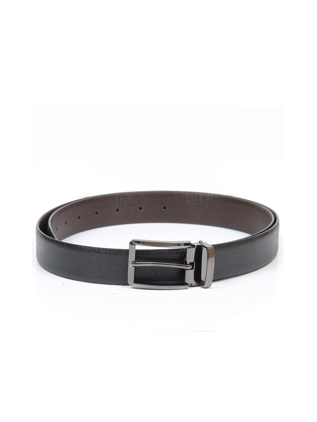 

thickskin Men Black Textured Leather Reversible Formal Belt