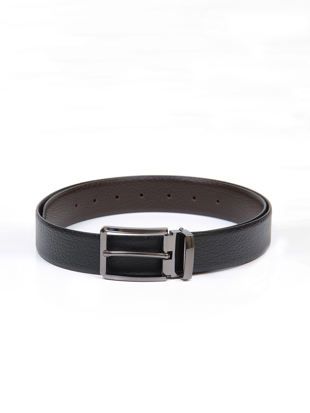 

thickskin Men Black Textured Leather Reversible Belt