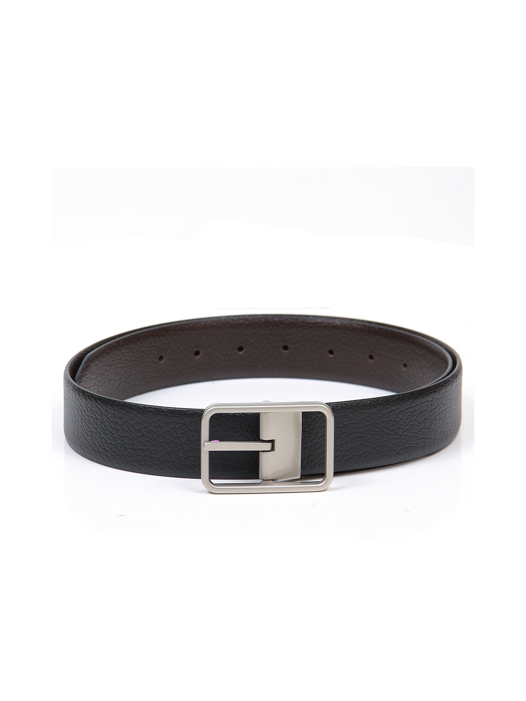 

thickskin Men Black Textured Leather Formal Belt
