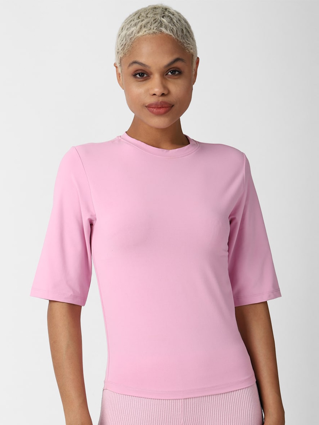 

FOREVER 21 Pink Solid Sheer Top