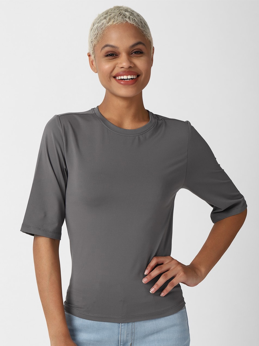 

FOREVER 21 Grey Solid Top
