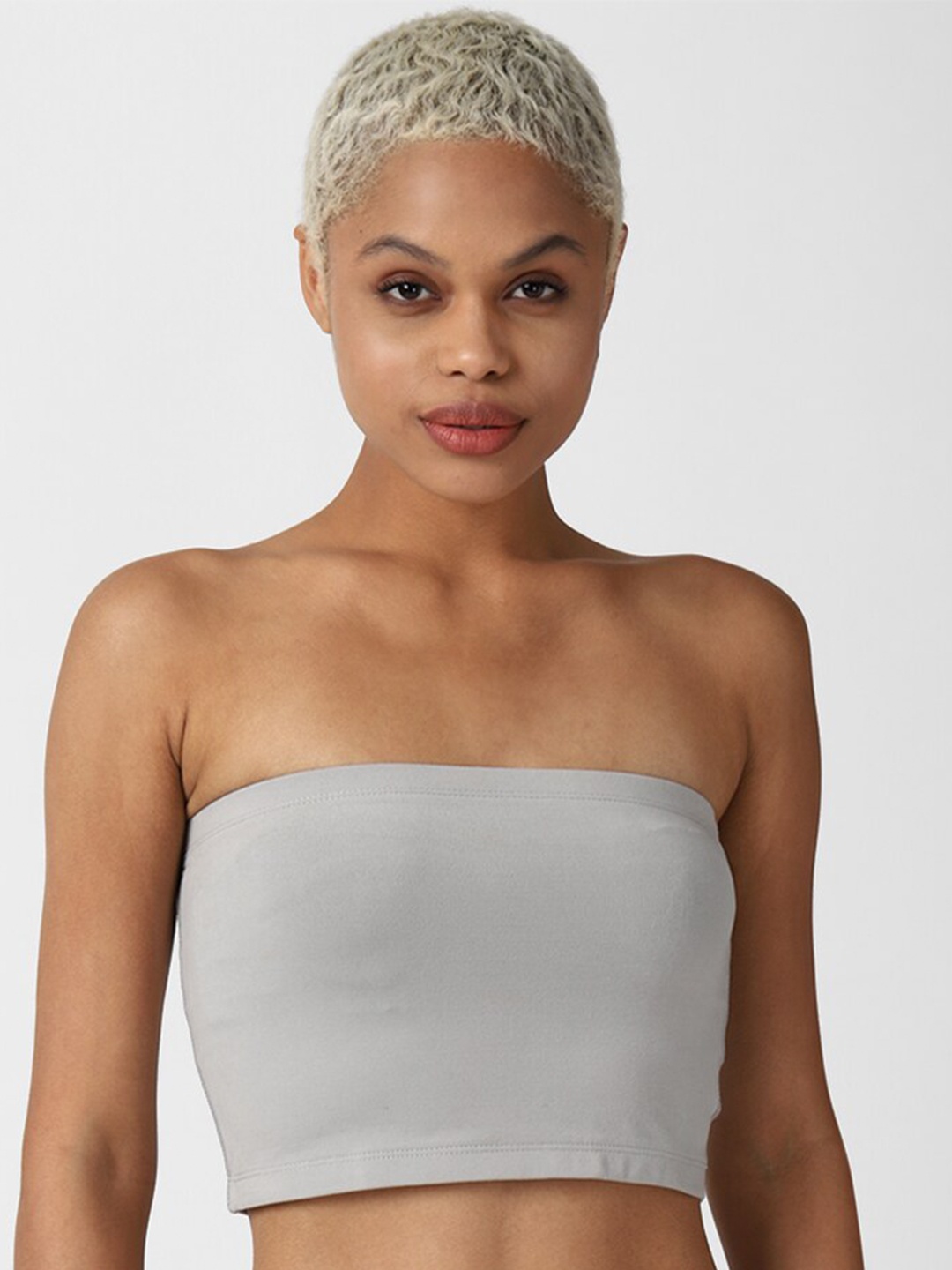 

FOREVER 21 Women Grey Tube Crop Top