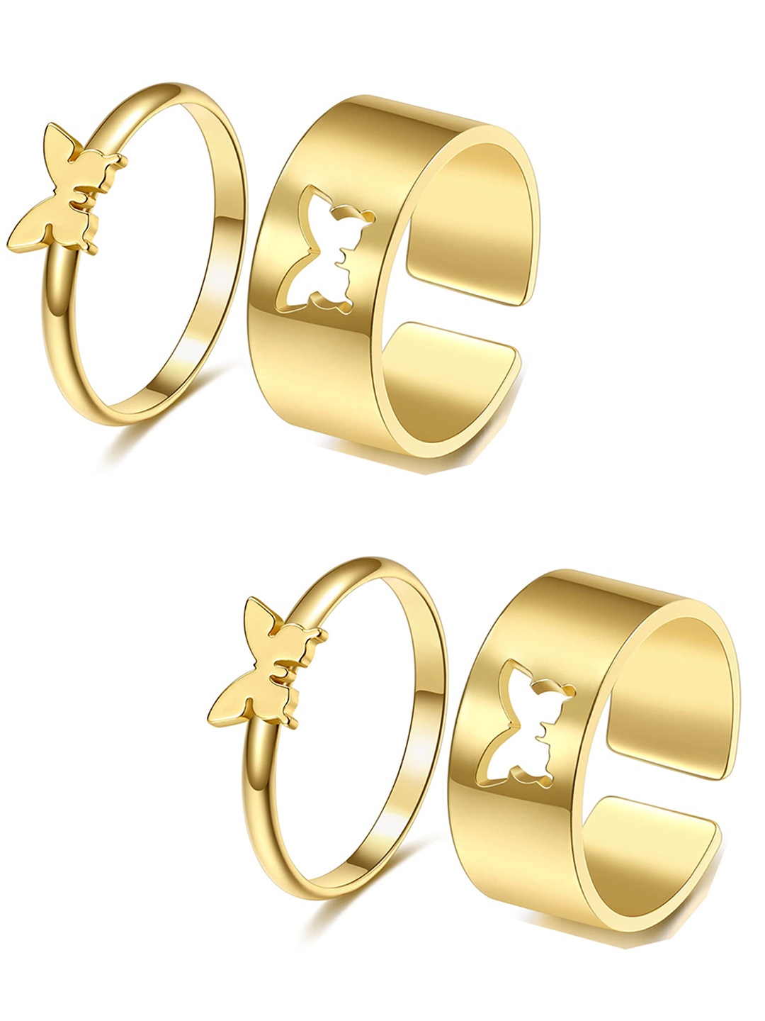 

Vembley Set Of 4 Gold-Plated Butterfly Couple Ring