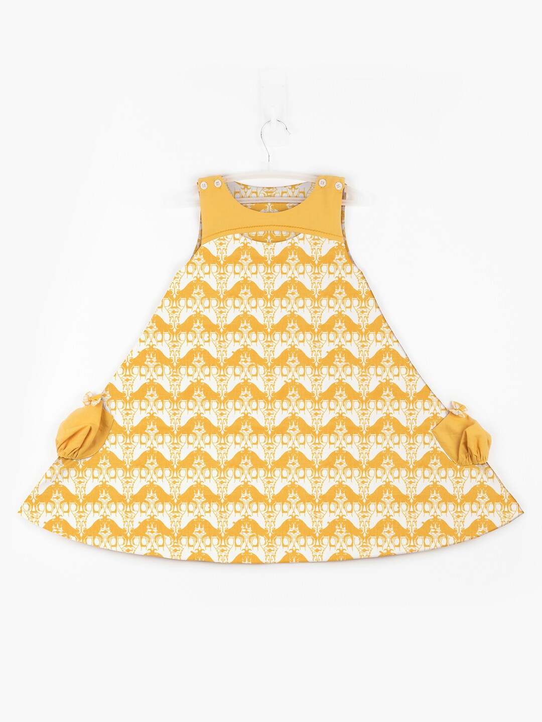 

STORY TAILOR Yellow Ethnic Motifs A-Line Pure Cotton Dress