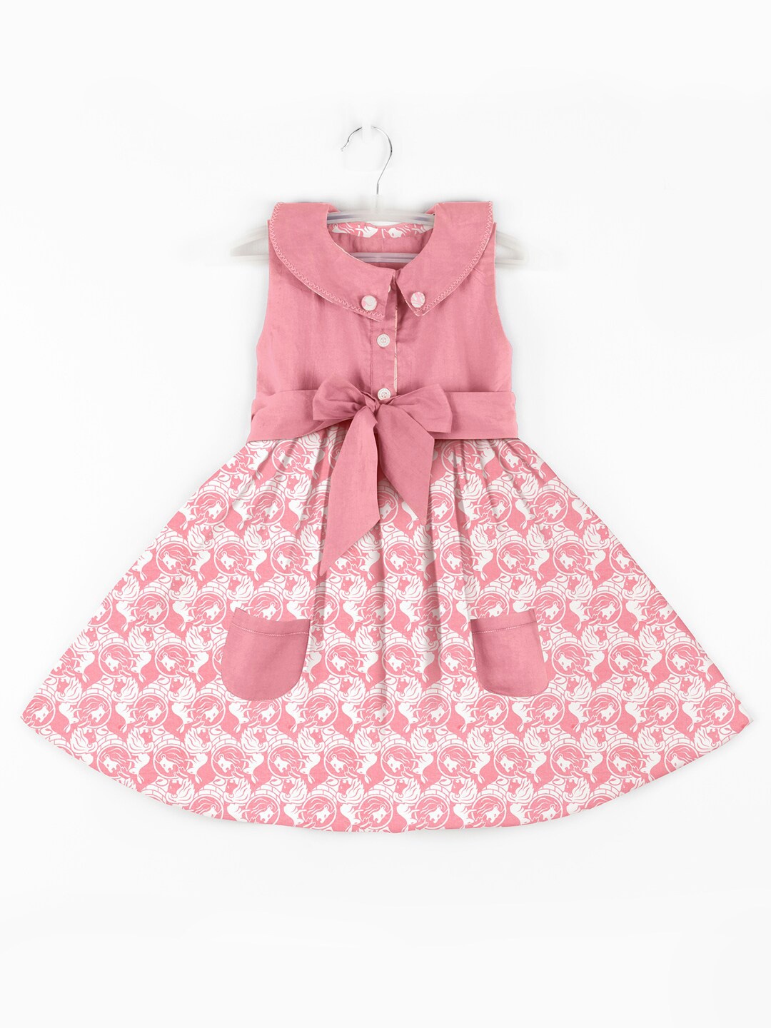 

STORY TAILOR Peach-Coloured Floral Peter Pan Collar Dress